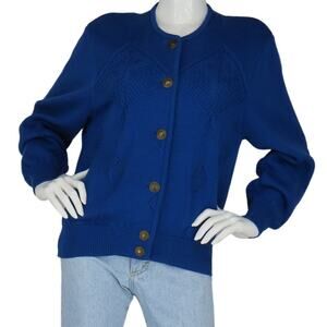 Geiger Collections Austria Blue Wool Cardigan Sweater M